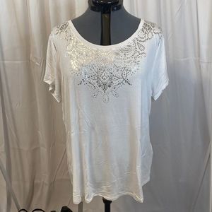 White and silver Chicos Shirt Sz L (2)